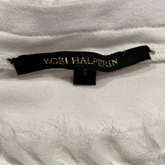 Kobi Halperin White Tee Shirt With Ruffle Sleeves Sz-S - Picture 6 of 7